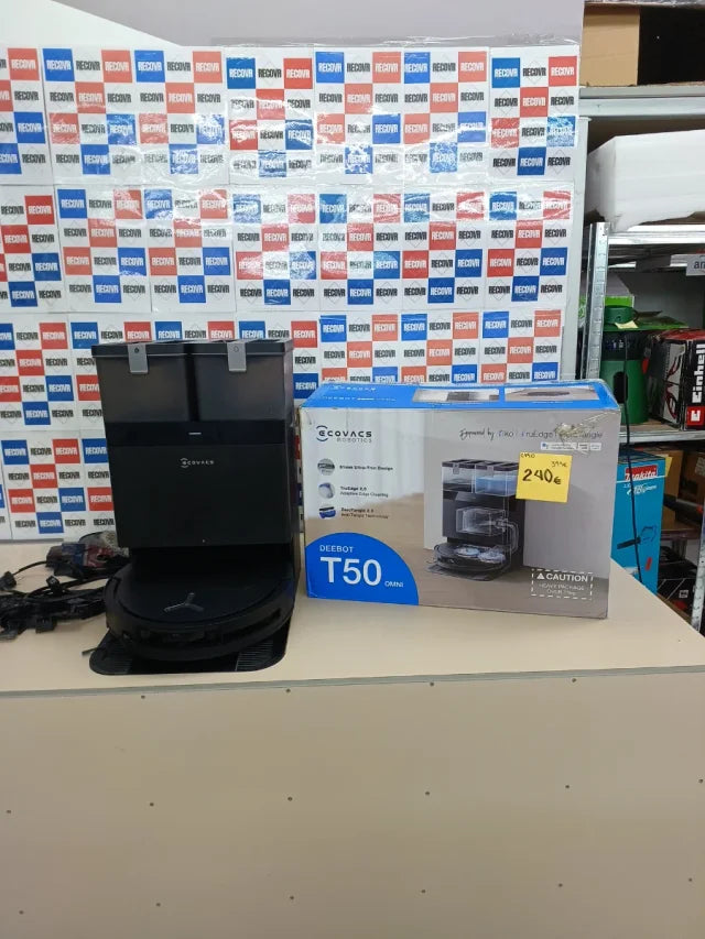 ECOVACS DEEBOT T50 Omni Robot Aspirador y mopa, 15.000Pa, Cepillo Lateral Extensible, ZeroTangle 2.0, estación Omni Todo en uno, mopa con Agua Caliente a 75℃ lultrafino de 81mm