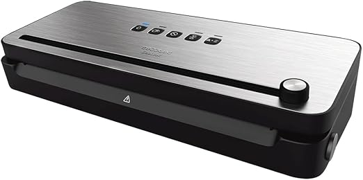 Cecotec Envasadora al Vacío FoodCare SealVac 140 SteelCut. Potencia 140 W, Velocidad de vacío 10 segundos, Acero Inoxidable, Presión de vacío 0,75 Bares, Luz LED, Admite Bolsas genéricas
