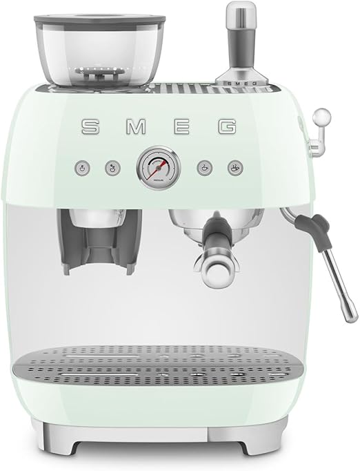 SMEG EGF03PGEU Cafetera Espresso con Molinillo, Plastic, Verde Pastel