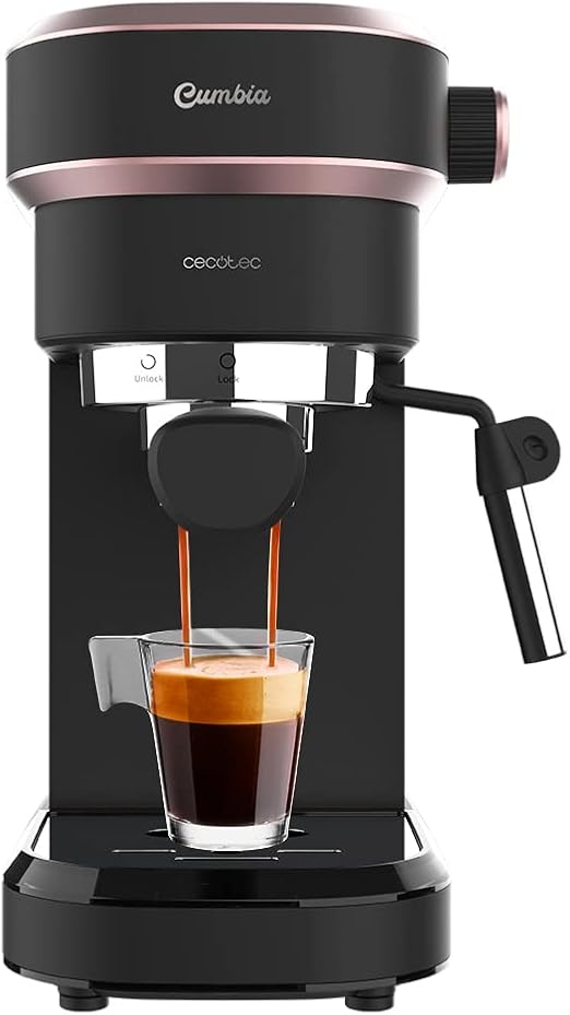 Cecotec Cafetera Express Cafelizzia 890 Rose. Espressos y Cappuccino, 1350 W, Sistema Thermoblock, 20 Bares, Modo Auto para 1-2 Cafés, Vaporizador Orientable, Capacidad 1,2 L