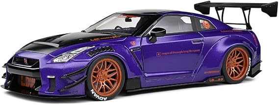 Solido 1:18 Nissan GT-R (R35) W/Liberty Walk Body Kit 2.0 Purple 2022, Púrpura