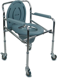 Thumbnail for Mobiclinic, Silla con wc, Muelle, Acero, Inodoro para personas mayores, Orinal plegable, Reposabrazos, Asiento ergonómico, Ruedas, Conteras antideslizantes, 1 unidad
