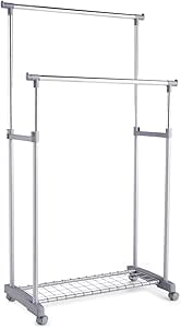 Zeller 17151 - Perchero con Ruedas (2 Barras, 83 x 43 x 93,5-170 cm)