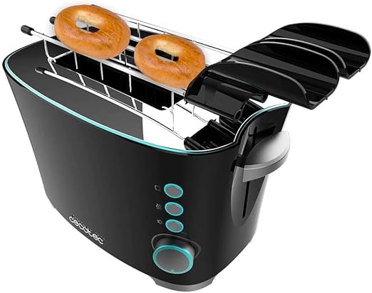 Cecotec Tostadora Toast&Taste Double B, 650 W de Potencia, Doble ranura para 2 Tostadas, Apagado y Pop-up Automático, Recogemigas, Sistema de extraelevación, Autocentrado, Incluye Pinzas