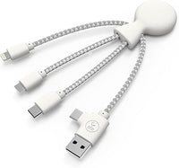 Thumbnail for Xoopar - Cable Octopus Multi 4 en 1 - Cargador Universal De Plástico Reciclado - USB, USB-C, Lightning, Micro USB - Compatible Con Todos Los Smartphones - Mr Bio Blanco
