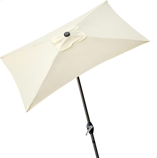 Aktive 53879 - Sombrilla rectangular para balcón, Parasol terraza, Sombrilla rectangular, Sombrilla terraza jardín, 200x120 cm, color crema, mástil aluminio