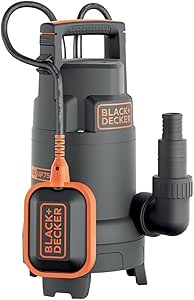 BLACK+DECKER Bomba Sumergible BXUP750PTE para Aguas Limpias y Sucias (750 W, Caudal max. 13.000 l/h, Prevalencia max. 8 m) Negro