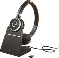 Jabra Evolve 65 SE Auriculares Inalámbricos Estéreo con Bluetooth - Micrófono con Cancelación de Ruido, Batería de Larga Duración y Estación de Carga - Certificado para MS Teams - Negro