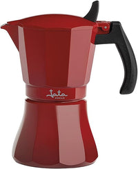 Jata HCAF2009 - Cafetera Italiana Inducción, Capacidad 9 Tazas, Apta para Todo Tipo de Cocinas, Cuerpo Aluminio, Roja