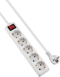 GRIFEMA Regleta Enchufes con 5 Tomas y Interruptor, 3500 W, 16 A, 1,5 m, Blanco, Protección Infantil, Orientación a 45 Grados, Evita Consumos Fantasma