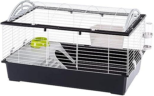 Ferplast Jaula Conejos CASITA 100 - Espaciosa, Techo Abatible, Escalera Frontal, Clips de Seguridad - Fácil Mantenimiento, Accesorios Incluidos - Eco-Sostenible - 96 x 57 x h 56 cm