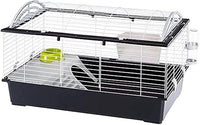 Ferplast Jaula Conejos CASITA 100 - Espaciosa, Techo Abatible, Escalera Frontal, Clips de Seguridad - Fácil Mantenimiento, Accesorios Incluidos - Eco-Sostenible - 96 x 57 x h 56 cm