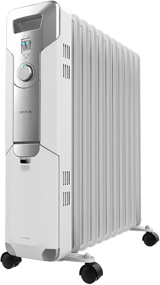Cecotec Radiador Eléctrico de Aceite ReadyWarm 11000 Space. 11 Módulos, Bajo Consumo, 2500 W, 3 Niveles, Recogecables, Sistema de Seguridad, Ruedas, 25 m2