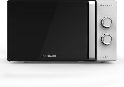 Cecotec ProClean 4010 Microondas con revestimiento Ready2Clean para una mejor limpieza, Tecnología 3DWave, 700 W, 23 l, Diseño elegante con Puerta FullCrystal