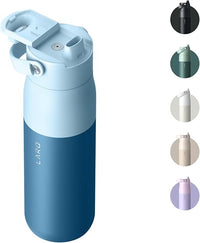 LARQ Bottle Swig Top 1 L - Botella de boca ancha de acero inoxidable con aislado al vacío | Mantiene el agua fría | Botella de agua reutilizable para deportes, gimnasio y viajes | Amalfi Blue