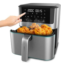 Cecotec Freidora de Aire sin Aceite de 8 L Cecofry Supreme 8000 Air Fryer. 1800 W, Panel Táctil, 30º-200 ºC, 10 Modos Preconfigurados, Pre-heat, Alerta, Acabados en Acero Inoxidable
