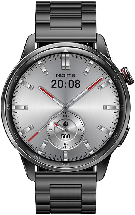 realme Watch S2, Pantalla AMOLED de 1,43 in (3,63 cm), Resistencia al Agua y al Polvo IP68, Conexión con Dispositivos de Audio Bluetooth, Más de 150 esferas en la Nube, Grey, Correa de Metal