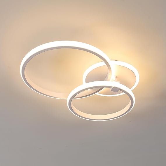 DELIPOP Plafon LED Techo Moderno, 42W 4700LM Lámpara de Techo LED Redondo, Blanco Luz de Techo Acrílico para Techo Para Sala de Estar Cocina Dormitorio Pasillo, Luz Cálida 3000K, Diámetro 52cm