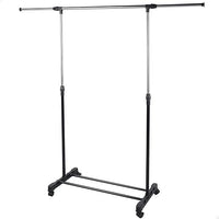 AKTIVE MAX Home Perchero de Ropa Altura Ajustable, 150x44x160 cm, Peso máximo soportado X, con balda para Zapatos, con Ruedas, Extensible, Moderno, Negro y Acero, Minimalista (18807)