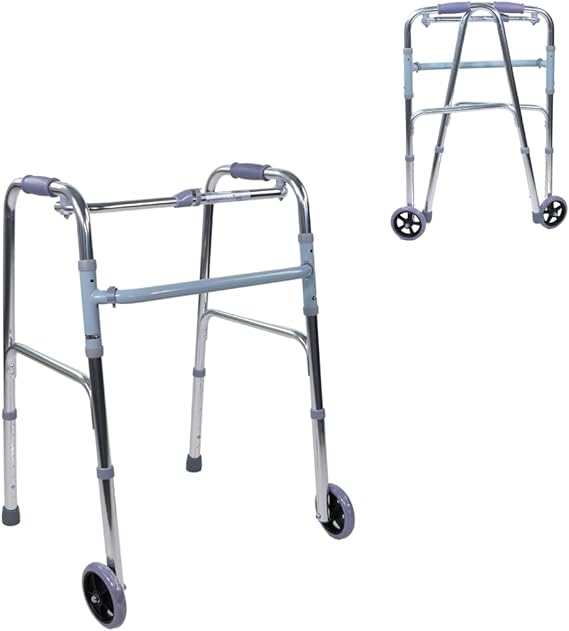 Mobiclinic®, Andador para ancianos, Modelo capitel, Marca española, Plegable, Altura regulable, Antideslizante, Adultos o minusválidos, Ligero y resistente, 2 ruedas, Aluminio, Color gris