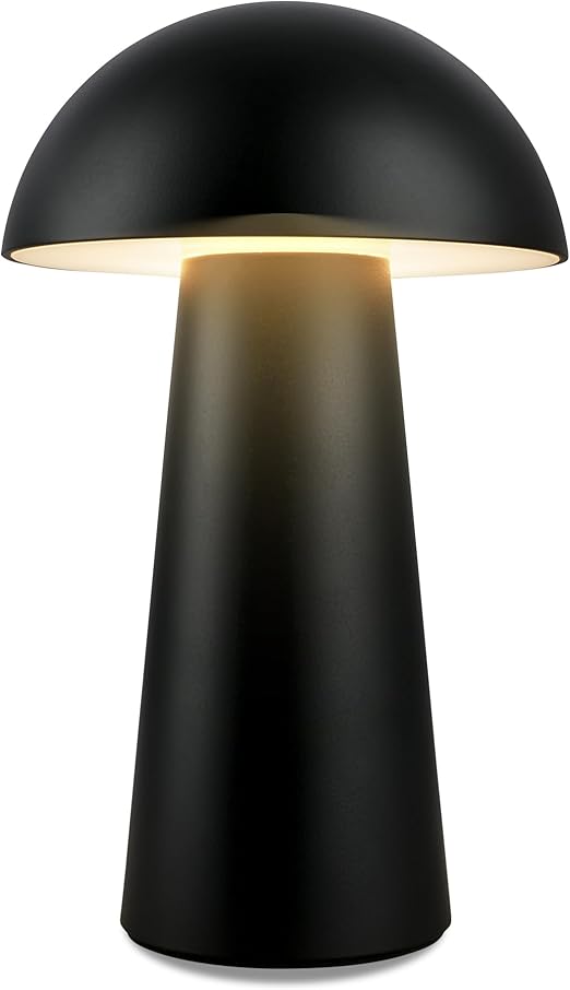 Briloner - Mini lámpara LED de sobremesa inalámbrica con toque, regulable por pasos, IP44, lamparas de mesita de noche, lampara de mesa, lampara recargable, lampara inalambrica, 12x19,5 cm, negro