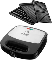 Russell Hobbs Sandwicheras [3 en 1: gofrera, tostadora, grill] Fiesta (750 W, placas antiadherente aptas para lavavajillas, accesorios disponibles (no incluidos): cake pop, donut, churros) 24540-56