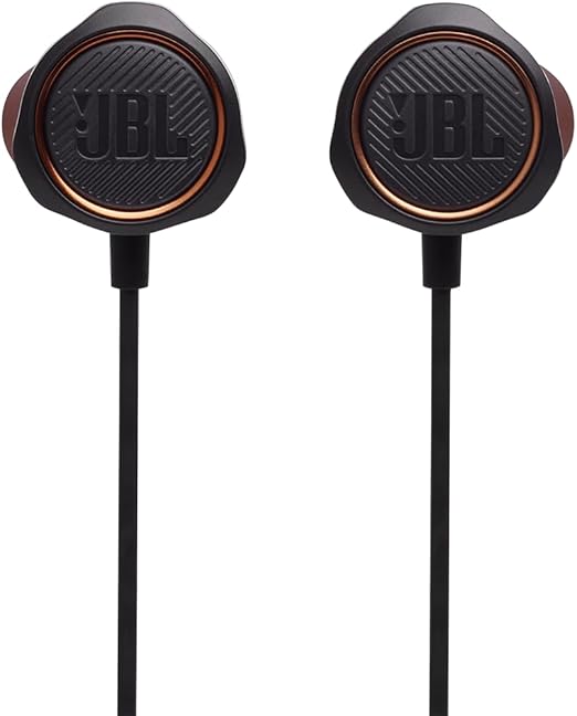 JBL Quantum 50 Auriculares intraaurales para videojuegos, con potenciador de sonido y silenciador de micrófono, compatible con múltiples plataformas, en negro