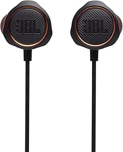 JBL Quantum 50 Auriculares intraaurales para videojuegos, con potenciador de sonido y silenciador de micrófono, compatible con múltiples plataformas, en negro