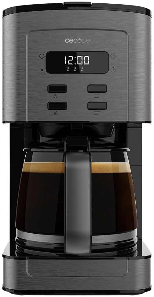 Cecotec Cafetera de Goteo Coffee 56 Time, 800W de Potencia, Programa tu café, Acero Inoxidable, Pantalla LCD, Boquilla antigoteo, Capacidad 1,3L para 10 tazas, Autoapagado, Deposito con ventana