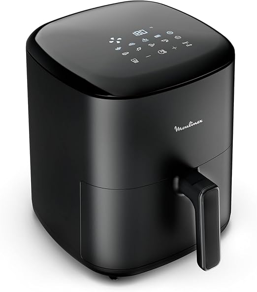 Moulinex Easy Fry Max 5L – Freidora aire para cocinar en poco tiempo, ahorro energético hasta 70%, panel control intuitivo, 10 programas automáticos, para 6 personas, recetario digital, EZ2458