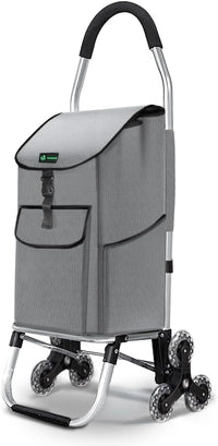 VOUNOT Carrito Compra Plegable de Aluminio, Carro de la Compra 6 Ruedas con Bolsa Oxford Desmontable, 58L, Gris