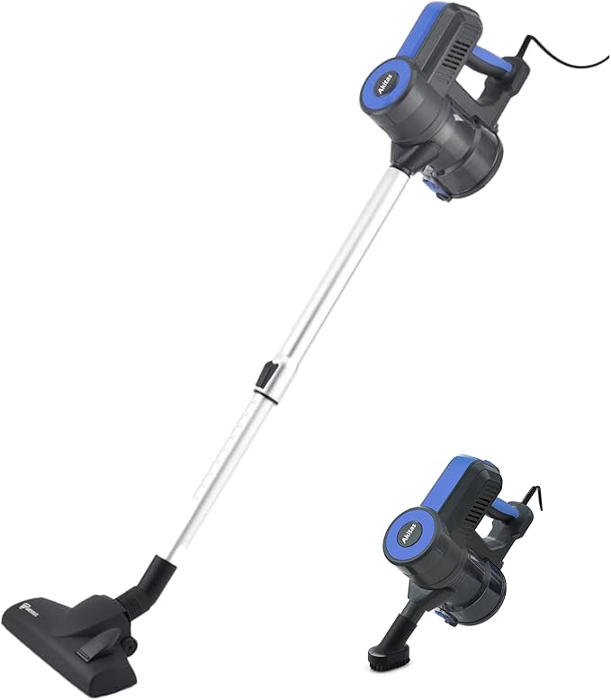 Akitas S12 600W 2 en 1 Aspirador Escoba, Aspirador Vertical, Aspiradora sin Bolsa Aspiradora con Cable, con Boquilla de Cabeza Wesse Alemana, Peso Ligero