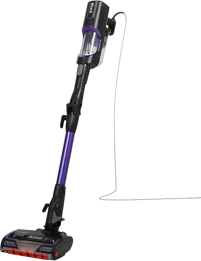 Shark Aspiradora con cable con Anti Hair Wrap y DuoClean, flexible para limpiar debajo de muebles, con boquilla estrecha y boquilla para tapicería, 10 metros de cable, en morado y negro, HZ500EU