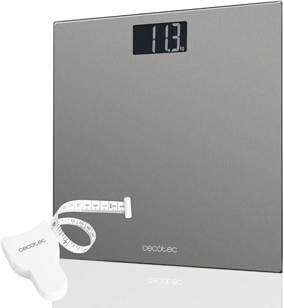 Cecotec Báscula de Baño Inteligente con App Surface Precision Smart. Bluetooth y 24 Parámetros, Tamaño 30x30cm, 4 Sensores, Capacidad Máxima 180kg, Funciona con Pilas