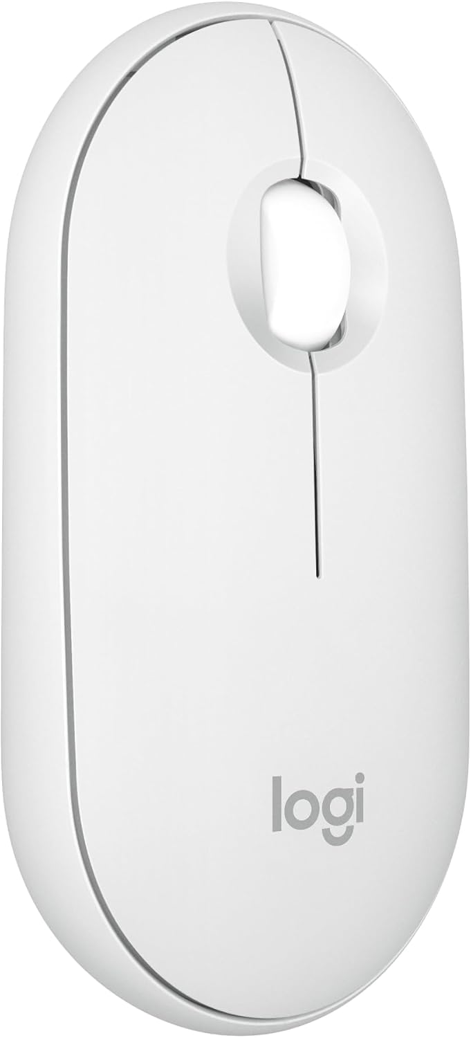 Logitech Pebble Mouse 2 M350s, estilizado ratón inalámbrico Bluetooth, Ligero, Personalizable, clics discretos, Easy-Switch, Windows, macOS, iPadOS, Android, ChromeOS - Blanco