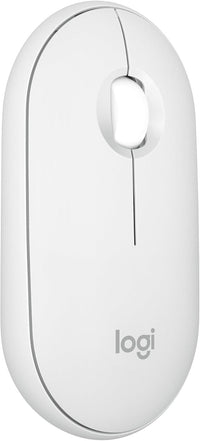 Logitech Pebble Mouse 2 M350s, estilizado ratón inalámbrico Bluetooth, Ligero, Personalizable, clics discretos, Easy-Switch, Windows, macOS, iPadOS, Android, ChromeOS - Blanco