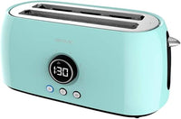 Cecotec Tostadora Digital ClassicToast 15000 Blue Extra Double. 1500 W, 2 Ranuras largas extraanchas para 4 tostadas, Pantalla Digital, 3 Funciones, Varillas Superiores, Turquesa