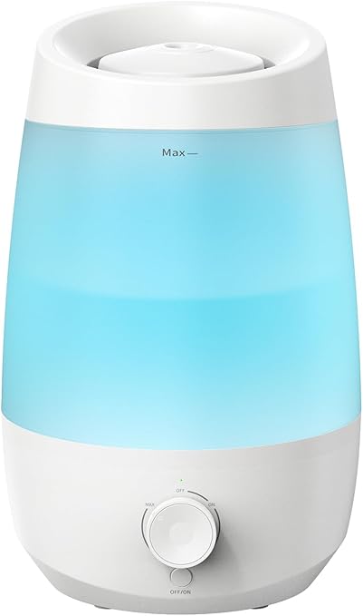 AROEVE Humidificateur d'air, 2,5L Humidificateur d'air Chambre, 250 ml/h, 25H Diffuseur d’Huiles Essentielles, Arrêt Automatique, 25 dB Silencieux pour Bébés et Plantes, Blanc