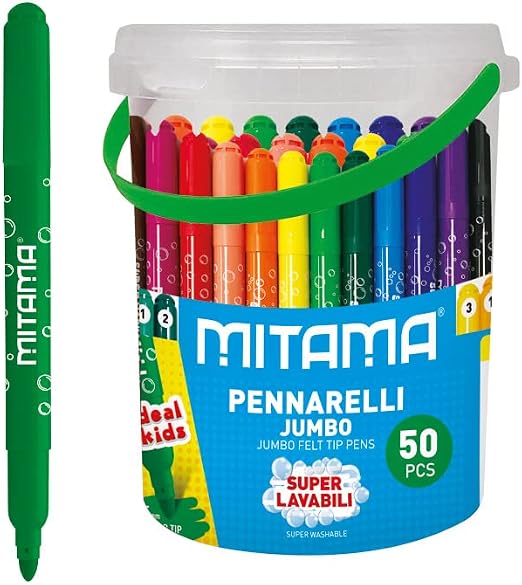 Mitama - 62875 - Maxi stock Pot 50 feutres Jumbo Super Lavables Pointe Maxi 5 mm - Couleurs assorties