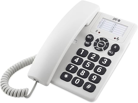 SPC Original - Teléfono Fijo Mesa y Pared con Teclas Grandes, Blanco