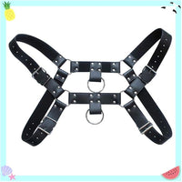 Thumbnail for Cinturón de cuero ajustable con arnés y correas para hombres cinturones para hombres grandes y altos de trinquete reversible negro