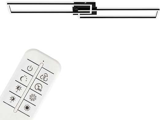 BRILONER Leuchten - Lámpara de Techo LED, Lámpara de Techo Regulable, Incluye Control Remoto, Control de Color de Temperatura, Función de Luz Nocturna y Temporizador, 1100x248 x78 cm, Negro