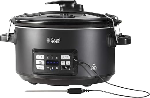 Russell Hobbs Olla de Cocción Lenta Sous Vide - Olla 3 en 1: Cocinar al Vacío, Cocción Lenta y Medidor Temperatura, Pantalla Digital LED, 6 Raciones, Recipiente Extraíble de Cerámica, Negro - 25630-56