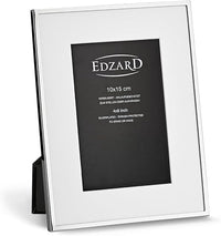 EDZARD Marco de fotos Rimini para foto de 10 x 15 cm, con paspartú, plateado, protegido contra el deslustre, pared trasera de terciopelo, incl. 2 colgadores