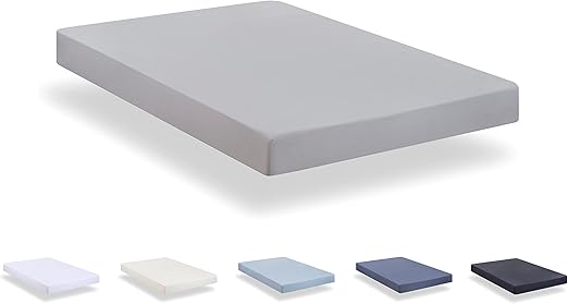 Sábana Bajera Ajustable de Microfibra cepillada Extra Suave. (Cama 150 x 190/200cm, Azul Grisáceo)