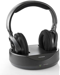 Thumbnail for THOMSON | Auriculares inalámbricos UHF (Auriculares sin Cable para televisor, Sistema PLL, Alcance 100 m, Jack Stereo 3.5 mm, RCA) Negro