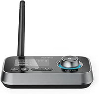 Hama | Transmisor Receptor Bluetooth 5.2 (APTX y Jack 3,5 mm + Óptico, Pantalla LCD, Receptor Emisor Bluetooth para TV, Auriculares, Altavoces, Emisor Adaptador con Aux 3.5mm) Color Negro