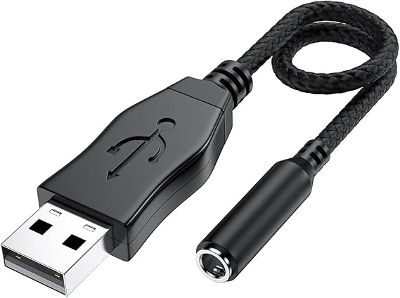 Adaptador de auriculares de 3,5 mm a tarjeta de sonido USB, chip incorporado, tarjeta de sonido estéreo externo TRRS de 4 polos, compatible con adaptador de audio USB a auriculares para PS4 portátil