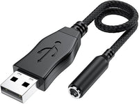 Adaptador de auriculares de 3,5 mm a tarjeta de sonido USB, chip incorporado, tarjeta de sonido estéreo externo TRRS de 4 polos, compatible con adaptador de audio USB a auriculares para PS4 portátil