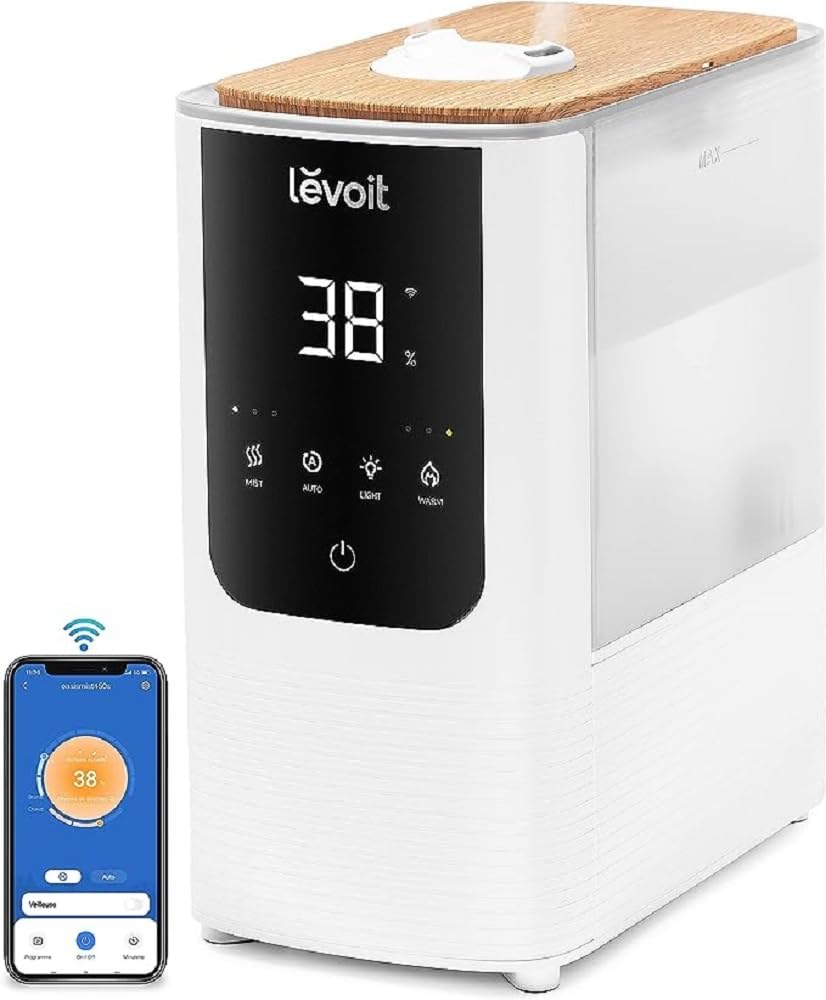 LEVOIT OasisMist 4.5L Humidificador Inteligente, Niebla Caliente & Fría a 45h y 40m² , Modo Auto, Luz Personalizada, Aromaterapia y Silencioso 26dB para Bebés y plantas,Temporizador, Amazon Exclusive